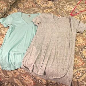 Two VS Pink v neck t shirts